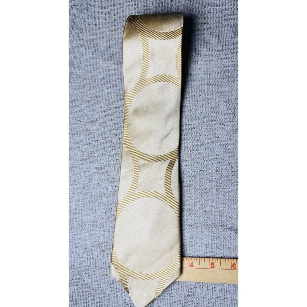 BCBG Attitude‎ Hand Made 100% SILK Men's Designer Geometric Gold Tie
